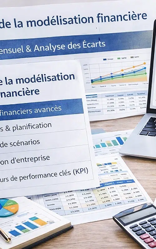 Documents de modélisation financière sur un bureau