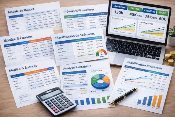 Documents financiers et ordinateur portable